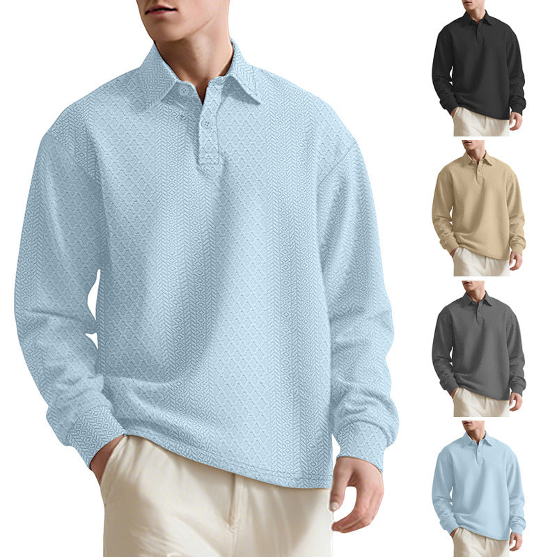 Men's fashionable long-sleeve shirt with textured surface and elegant button placket Lisslune
