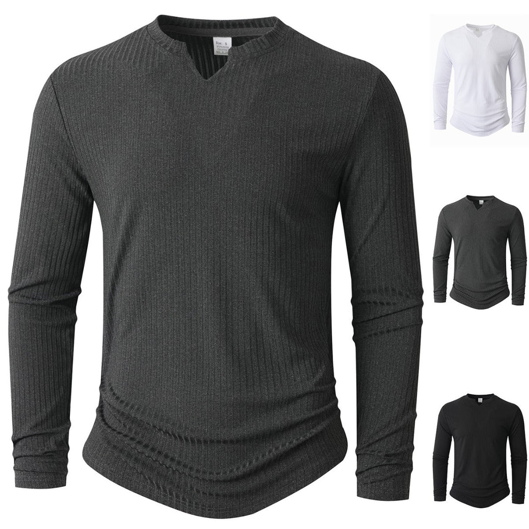 Men's Long Sleeve Shirt with Innovative Ribbed Texture Lisslune