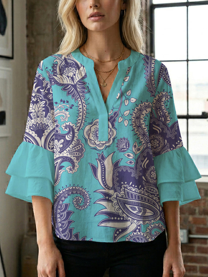 Women's flower creation with voluminous ruffled sleeves Lisslune