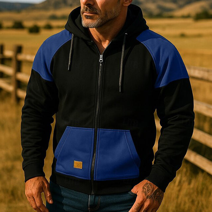 Men's Athletic Hooded Jacket with Color Block Design Lisslune