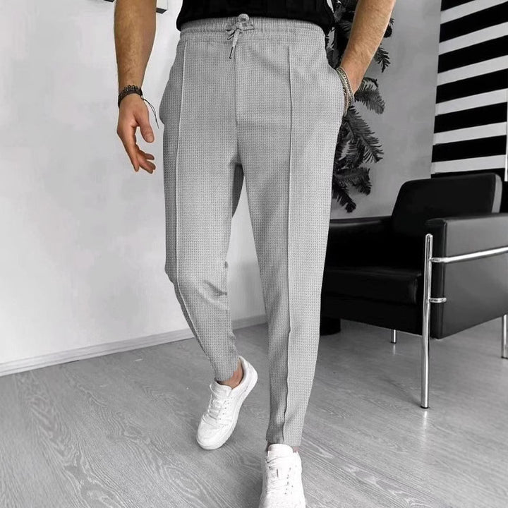 Men's Sporty Chino Pants with Adjustable Waist and Fine Pattern Lisslune