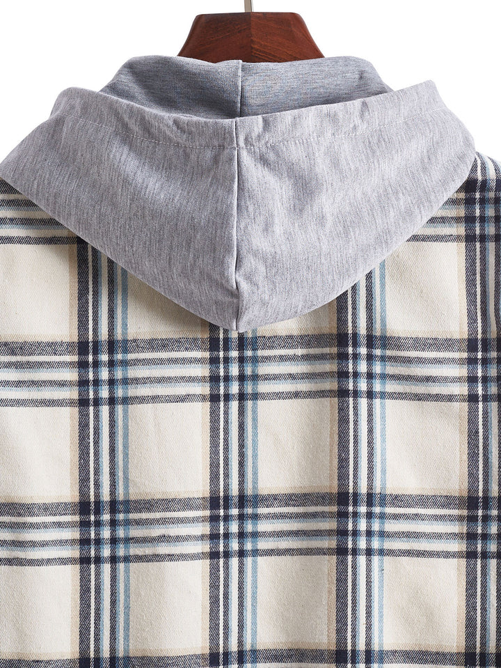 Men's transitional blouse with hood and checkered design Lisslune