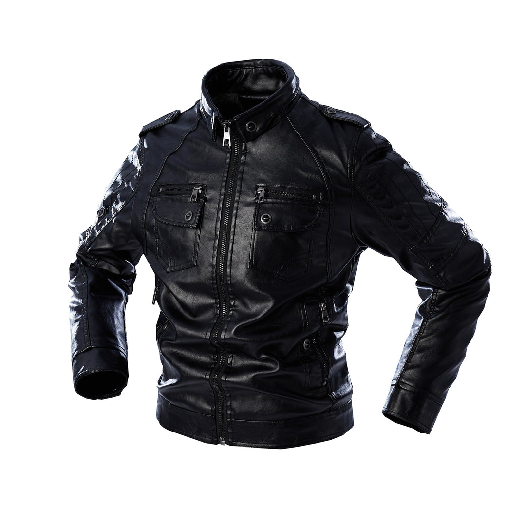 Men's Casual Leather Jacket with Numerous Pockets Lisslune