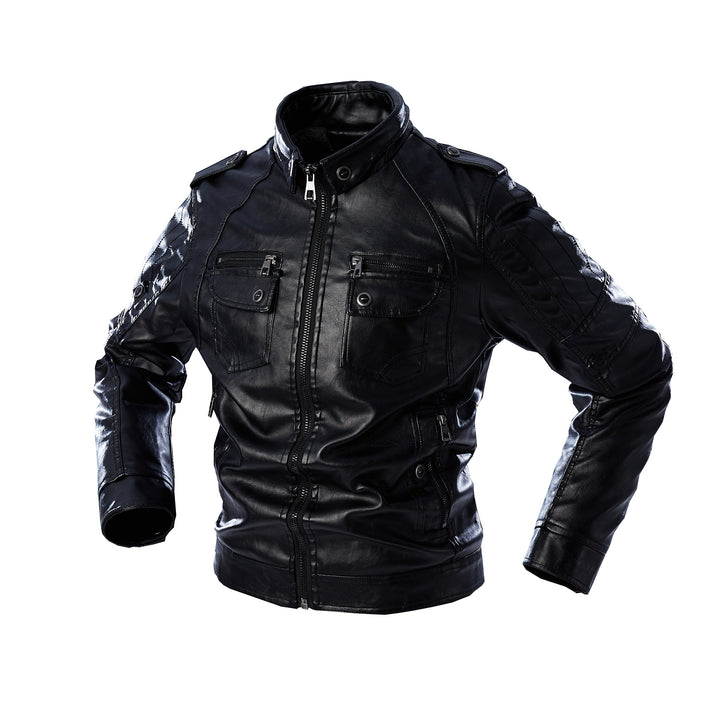 Men's Casual Leather Jacket with Numerous Pockets Lisslune