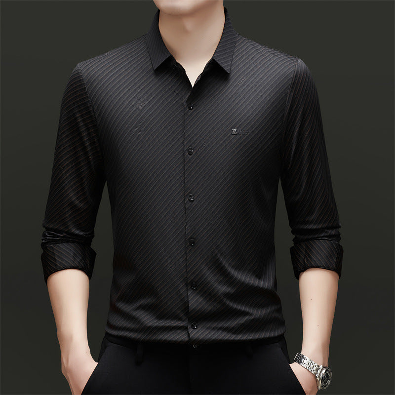 Men's finely striped long-sleeve shirt with modern cut Lisslune