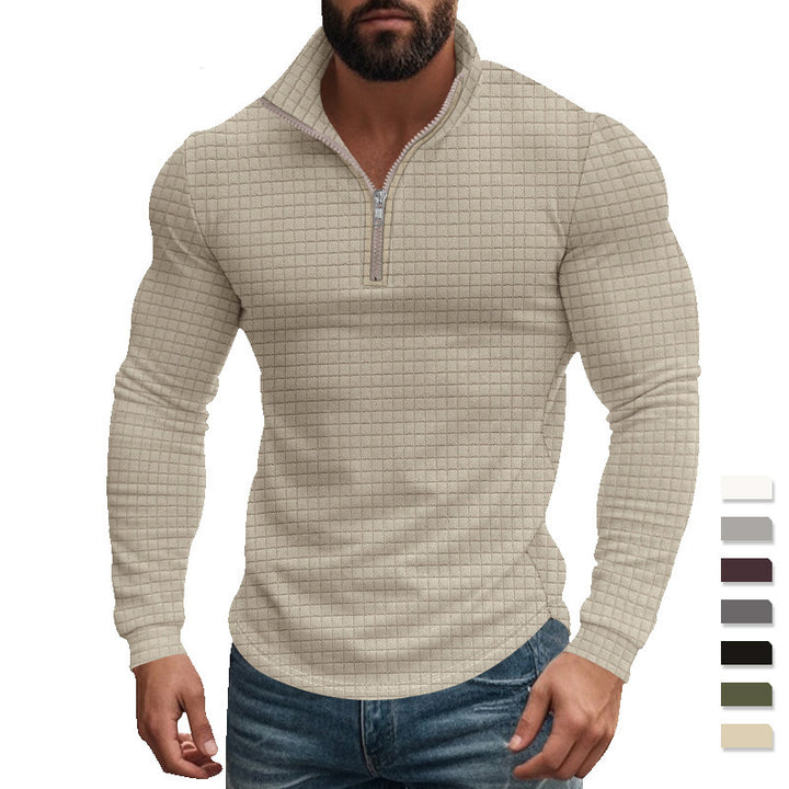 Men's functional shirt with high collar and textured design Lisslune