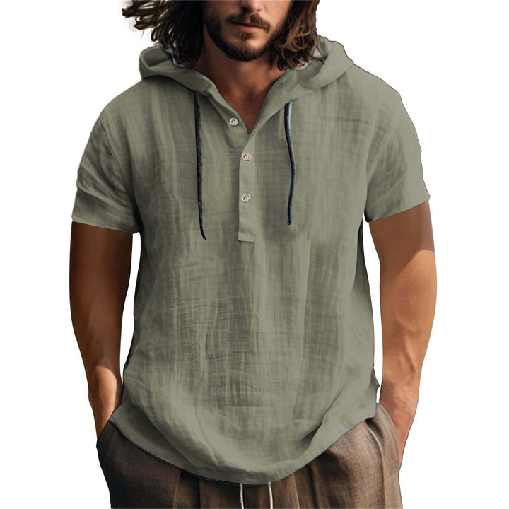 Men's casual hoodie shirt with button placket and comfortable cotton quality Lisslune