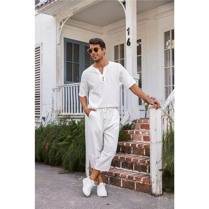 Men's Casual Tracksuit Set with Stylish Button Placket Design Lisslune