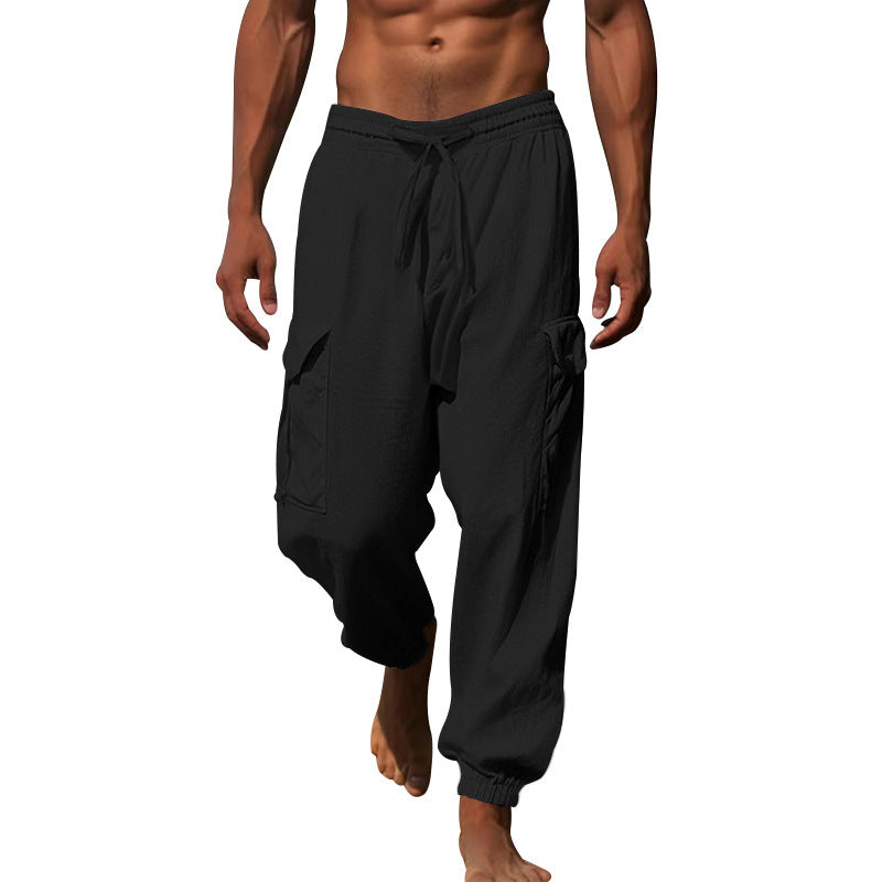 Men's Casual Cargo Pants with Adjustable Waistband and Practical Side Pockets Lisslune