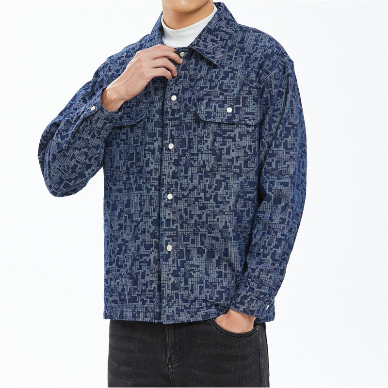Men's Casual Overshirt Jacket with Modern Pattern Lisslune
