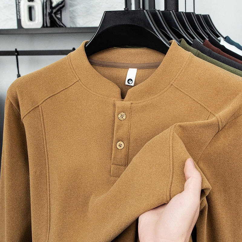 Men's long-sleeve shirt with button placket and comfortable fit Lisslune