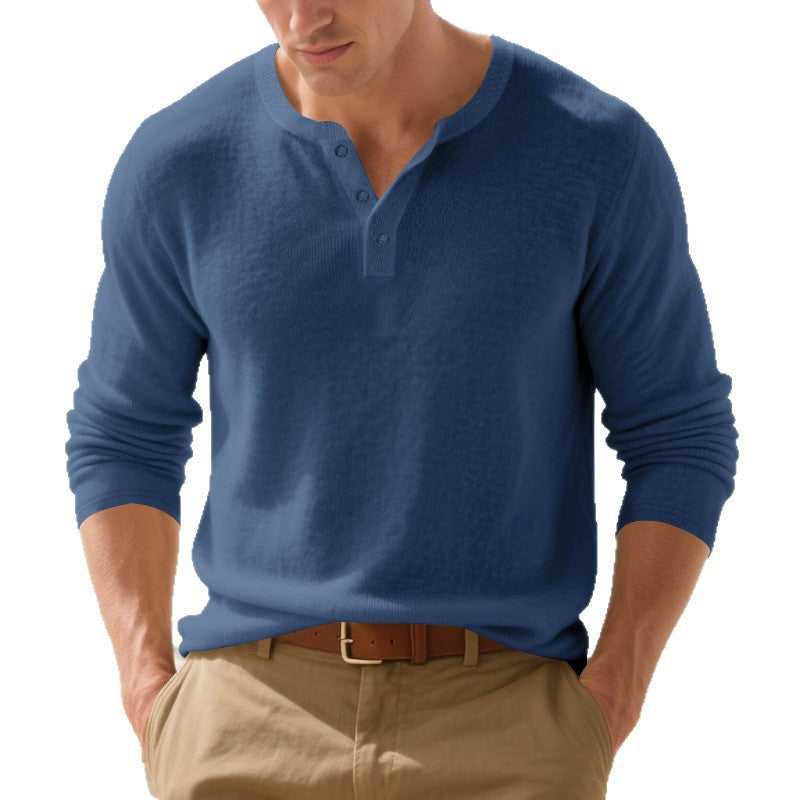 Men's Long Sleeve Shirts in Classic Henley Style Lisslune