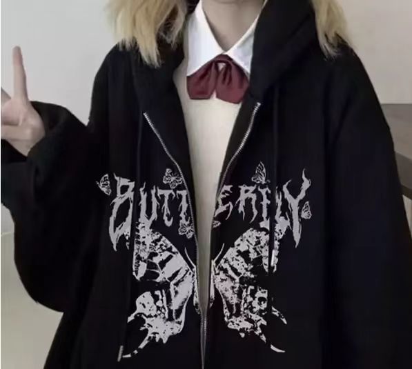 Women's hooded jacket with nostalgic sports design Lisslune