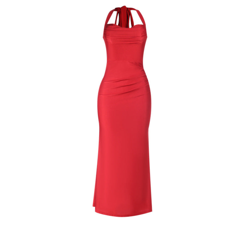 Women's elegant maxi dress with stylish boat neckline and figure-hugging design Lune London
