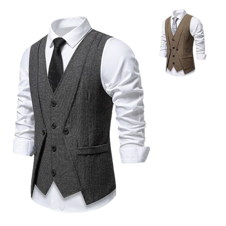 Men's Elegant Suit Vest in Classic Houndstooth Pattern Lisslune