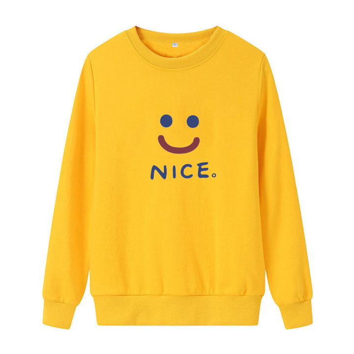 Women casual sweatshirt with cheerful smile motif Lisslune