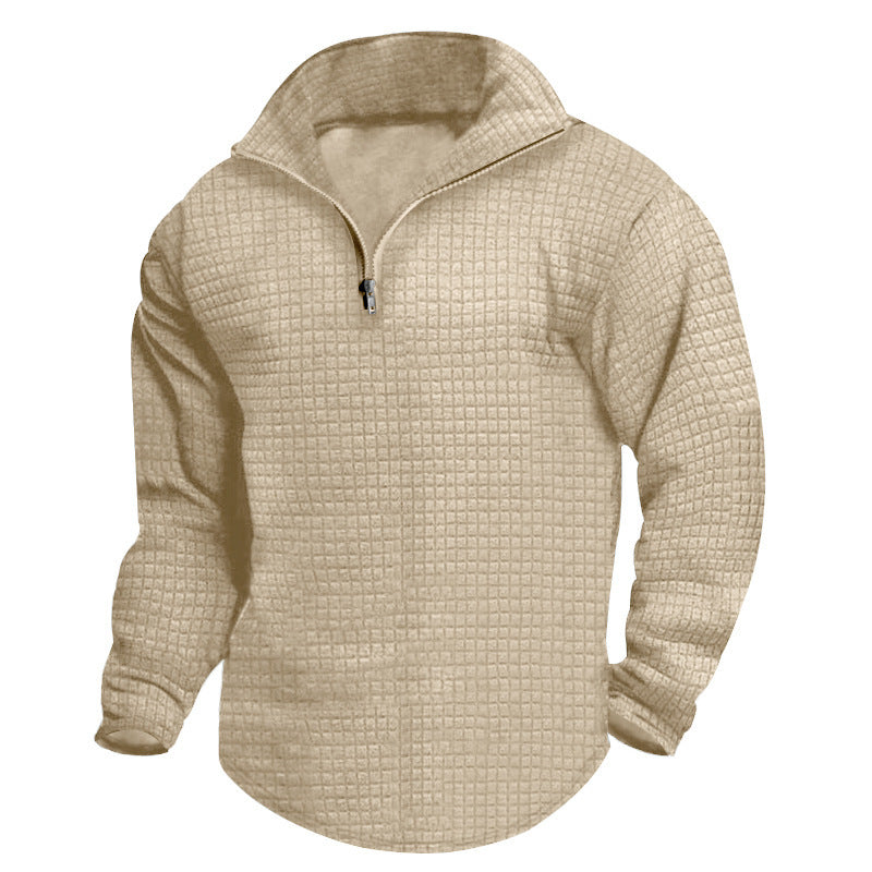 Men's heat-insulated pullover with semi-high collar and textured surface Lisslune