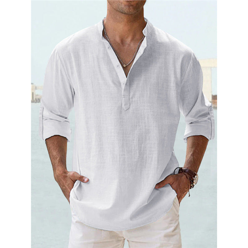Men's Long Sleeve Henley Shirt with Casual Button Closure and High Quality Cotton Lisslune