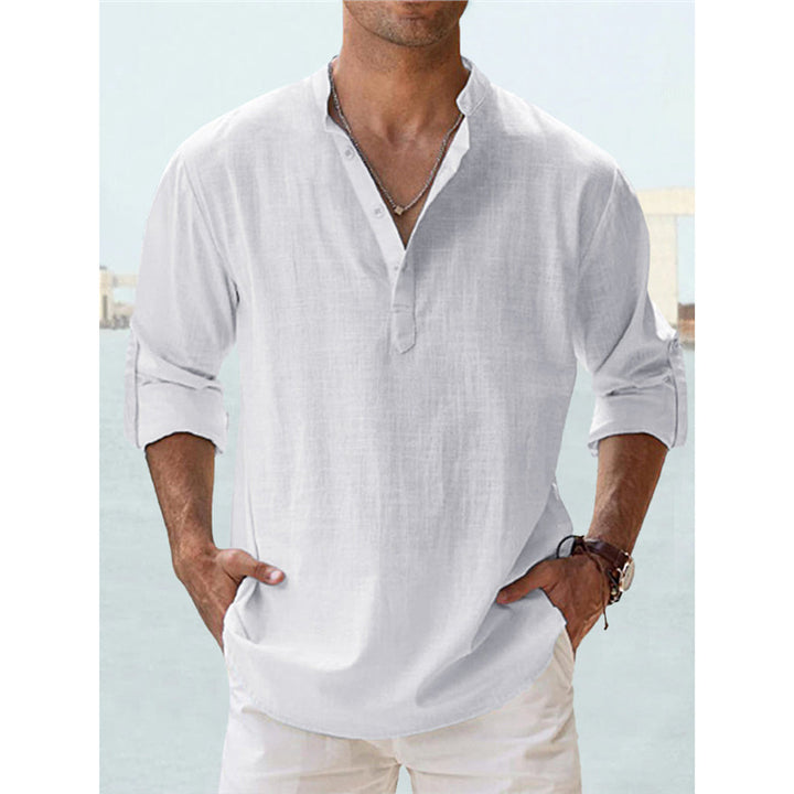 Men's Long Sleeve Henley Shirt with Casual Button Closure and High Quality Cotton Lisslune