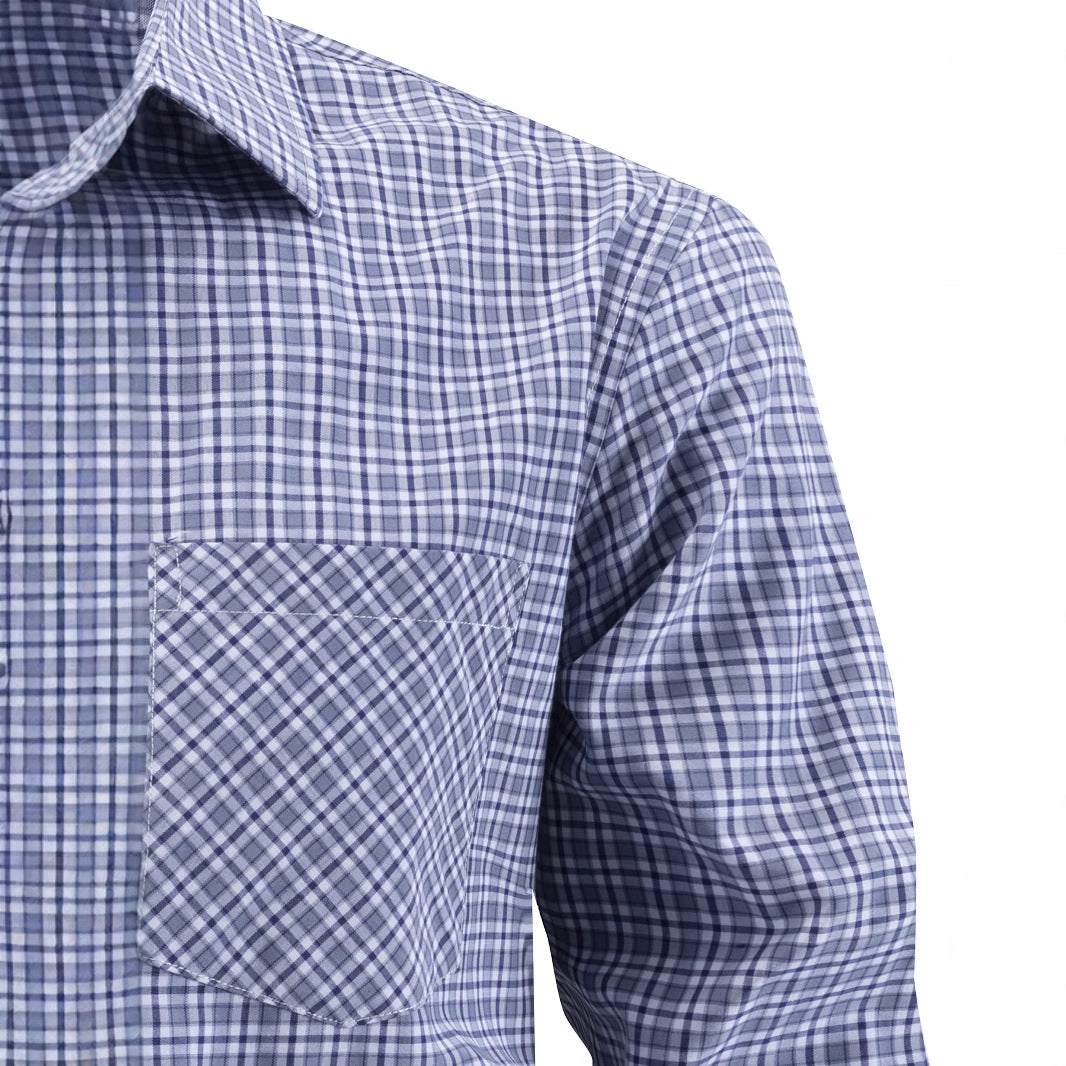 Men's classic check pattern long sleeve shirt with chest pocket Lisslune