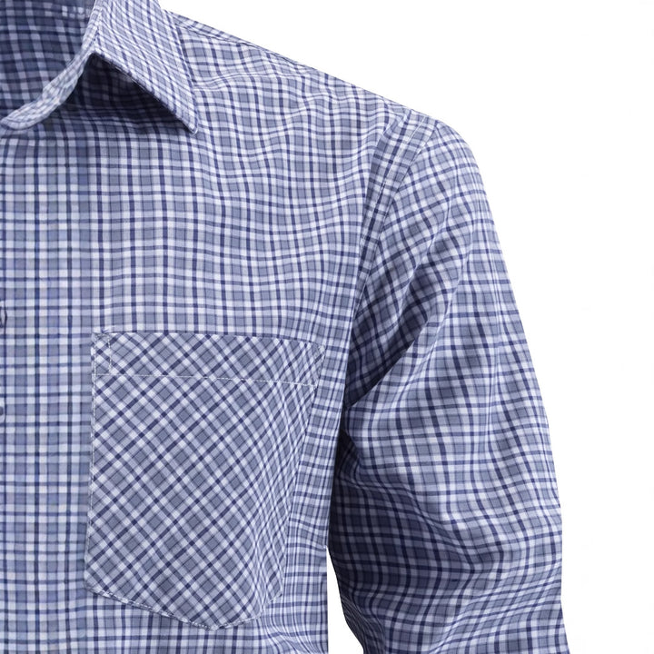 Men's classic check pattern long sleeve shirt with chest pocket Lisslune