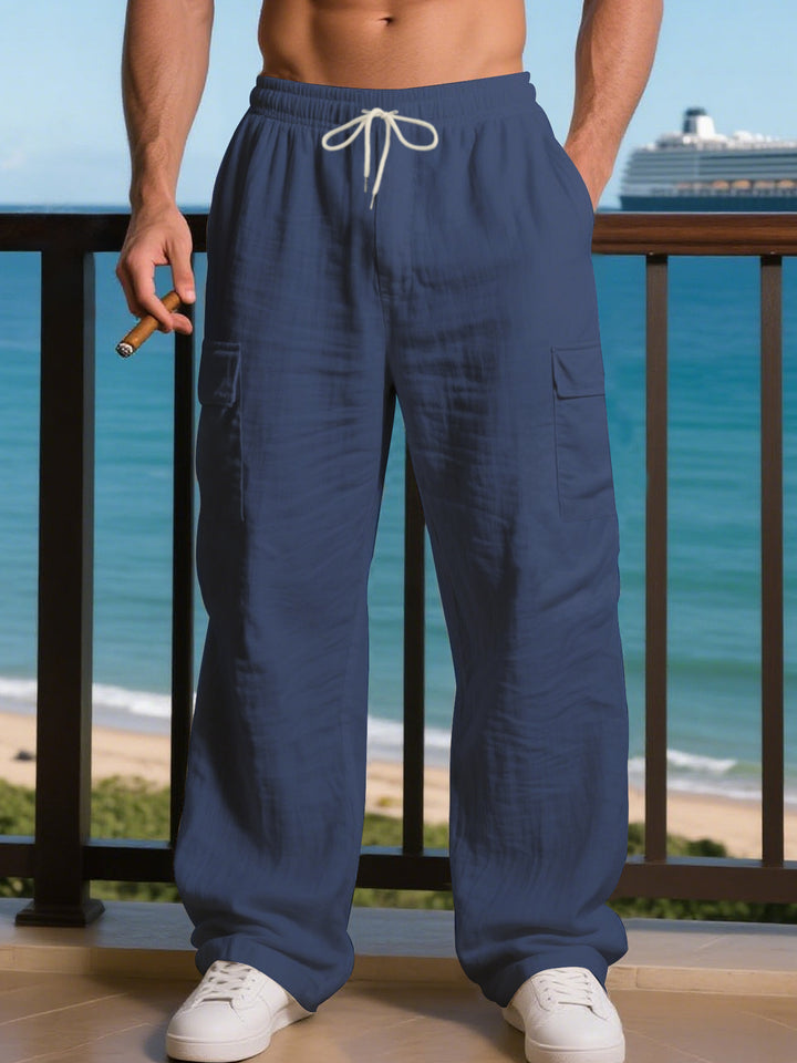 Men's relaxed cargo pants with elastic waistband and practical side pockets Lisslune