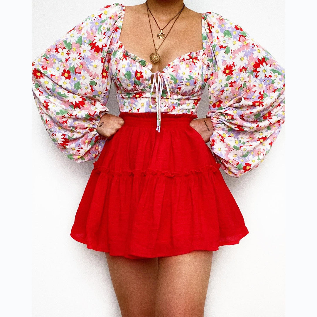 Women's blouse with puff sleeves and floral pattern Lune London