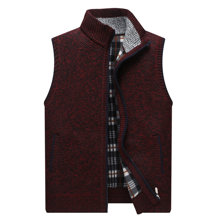 Men's cardigan with high collar and checked interior Lisslune