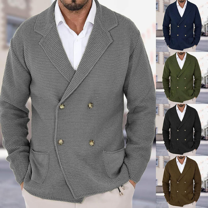 Men's cardigan with fashionable shawl collar and decorative buttons Lisslune