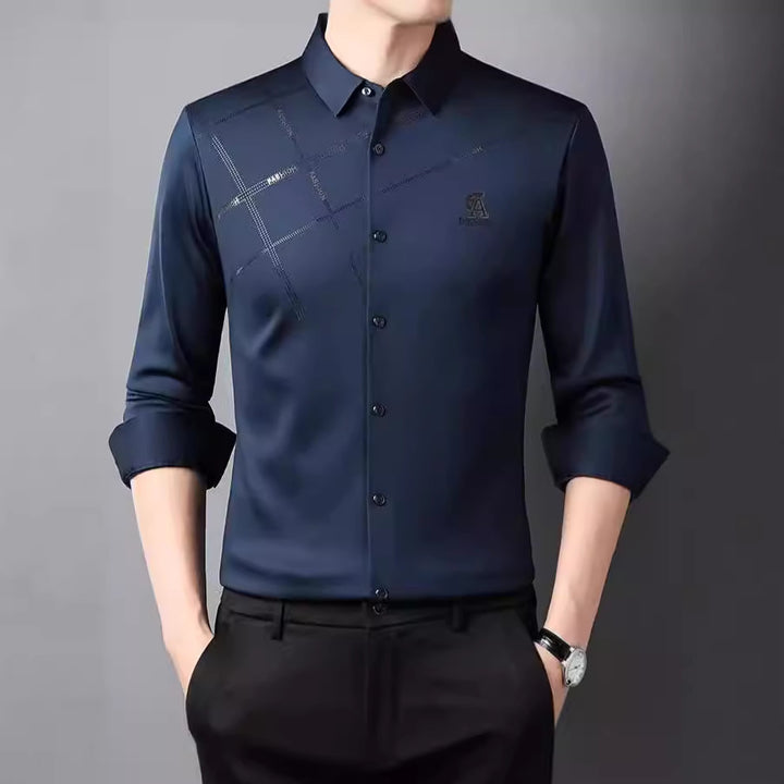 Men's elegant long-sleeve shirt with modern graphic design Lisslune