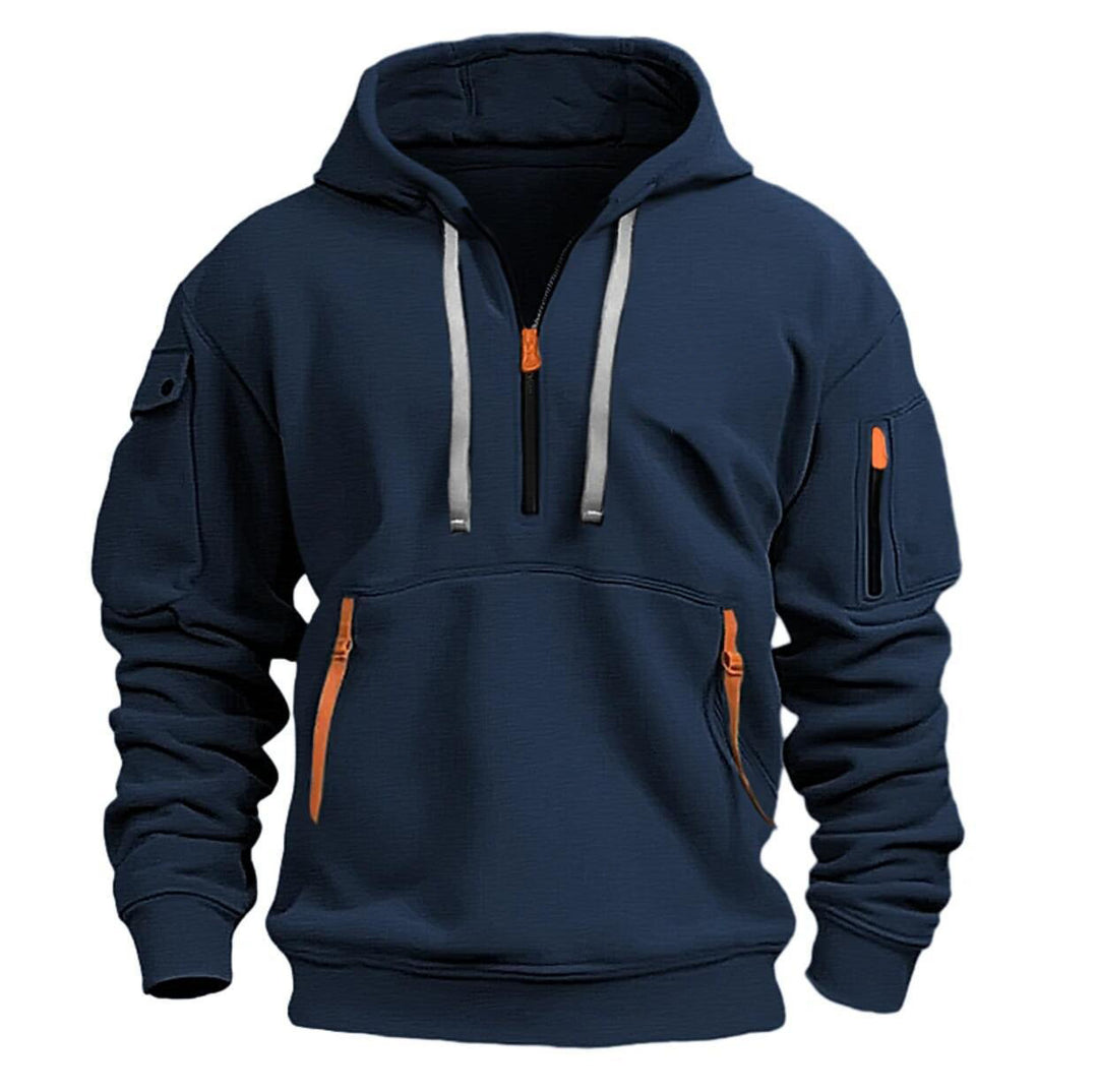 Men's sporty hoodie with practical zip pockets and high collar Lisslune