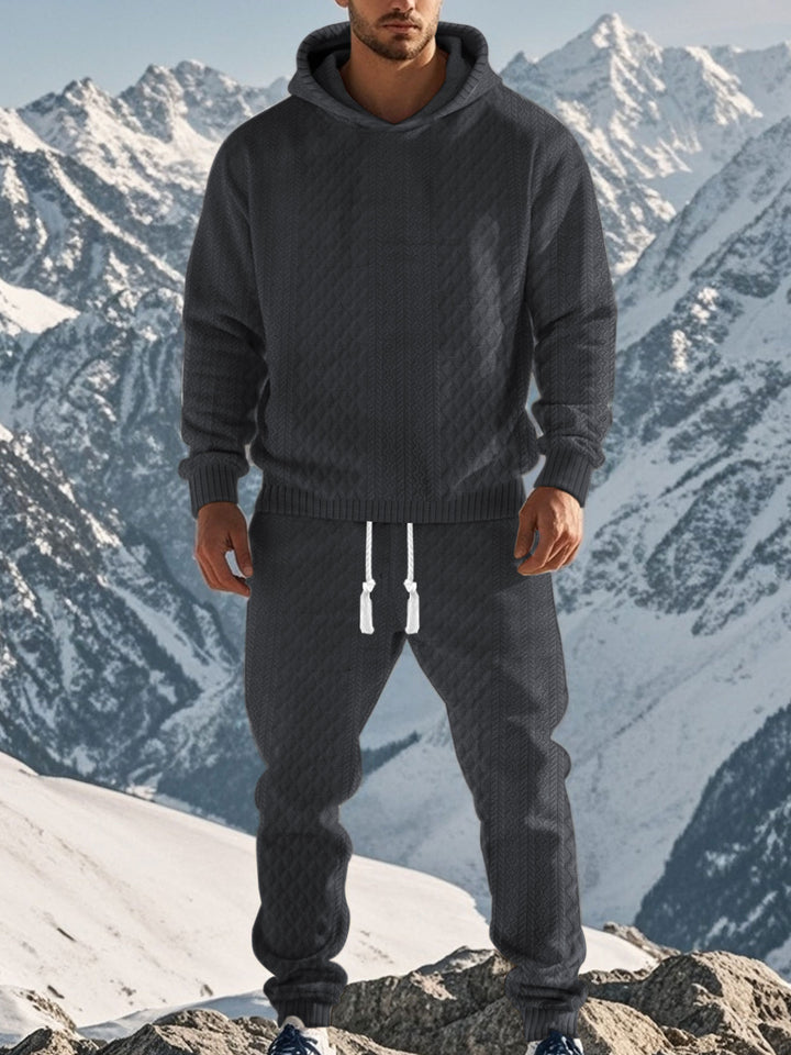 Men's cozy leisure set with hood and elastic waistband Lisslune