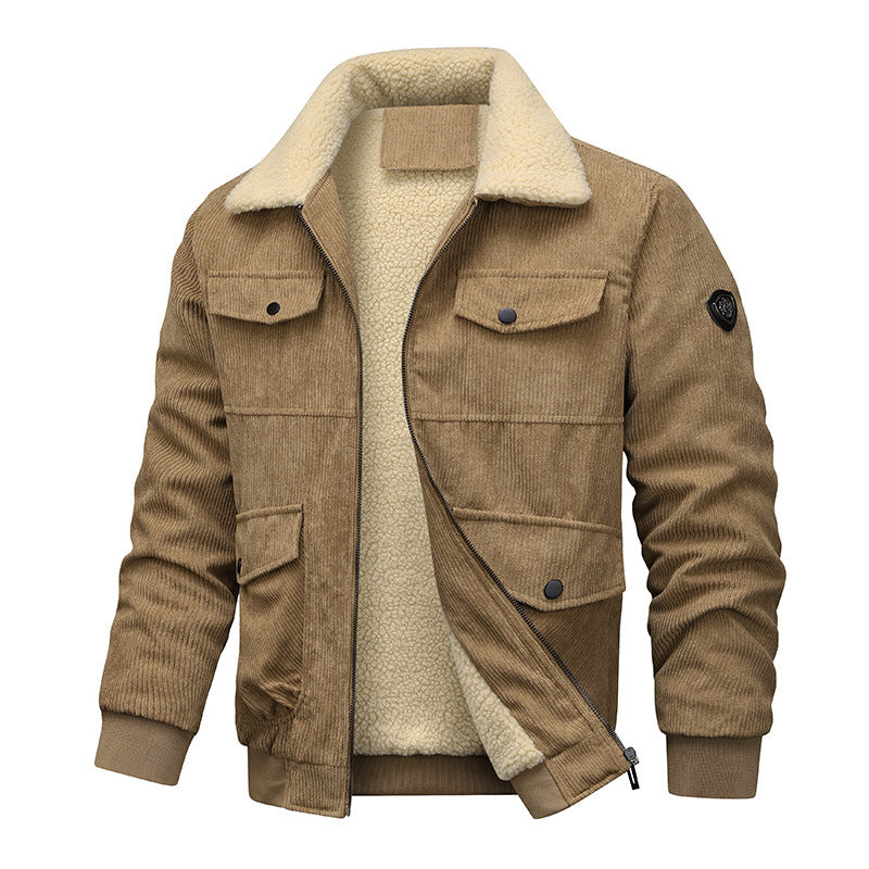 Men's Casual Cord Jacket with Fluffy Inner Lining Lisslune