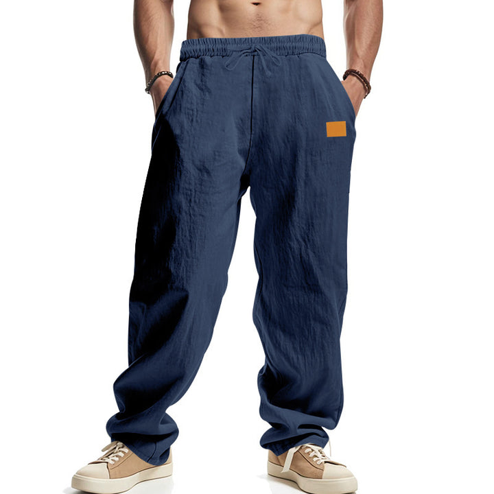 Men's relaxed linen pants with elastic waistband and practical side pockets Lisslune
