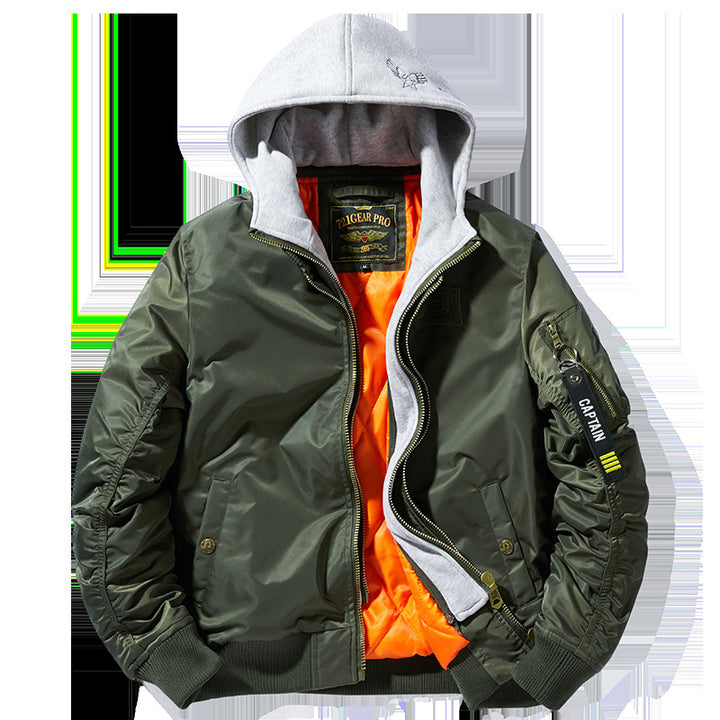 Men's bomber jacket with removable hood and practical pockets Lisslune