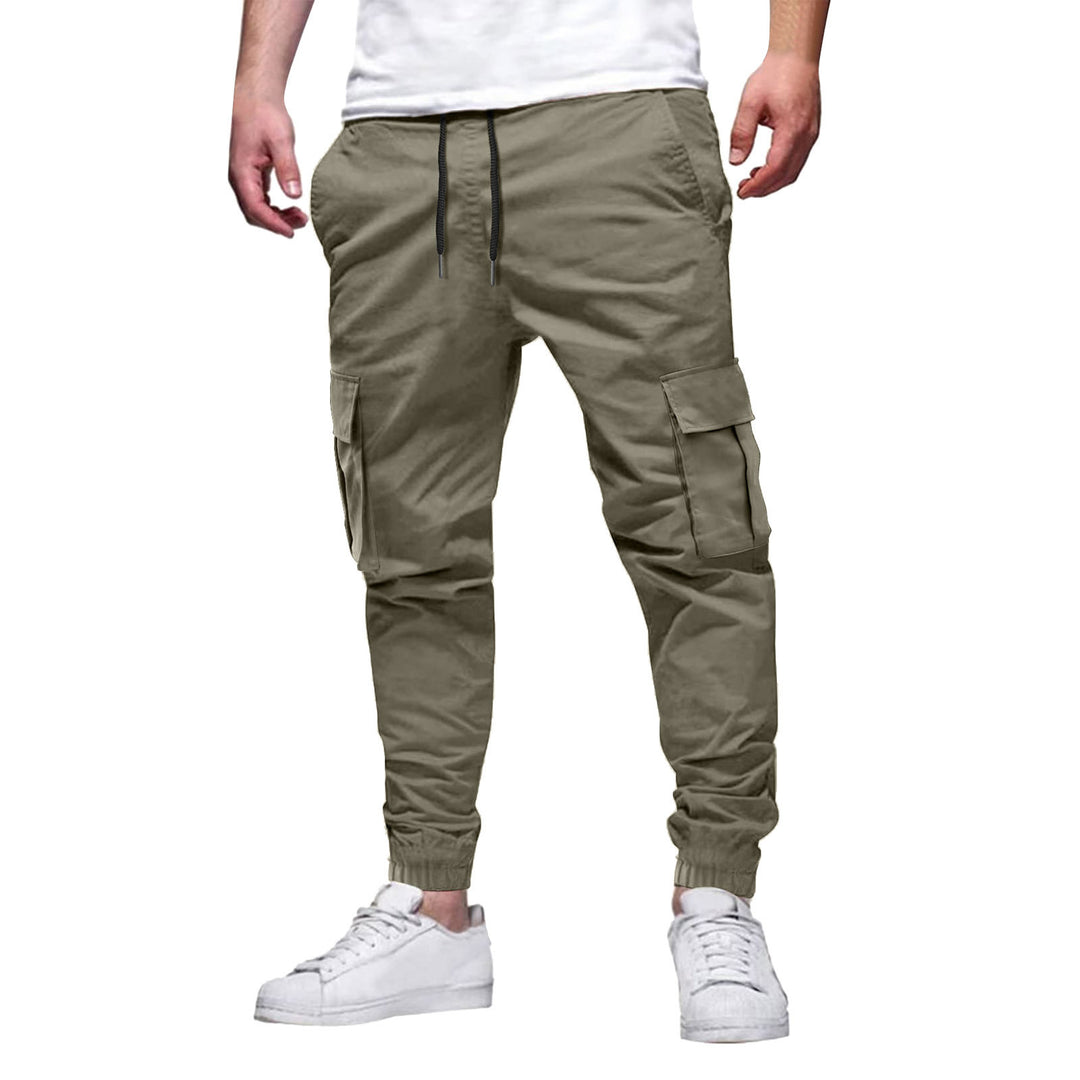 Men's Casual Cargo Pants with Elastic Waistband and Practical Pockets Lisslune