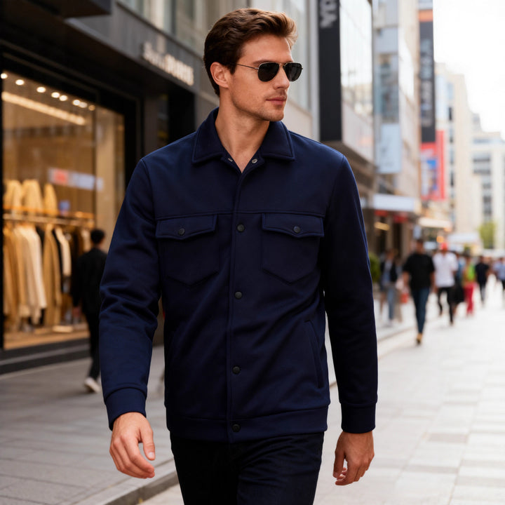 Men's fleece-lined utility jacket with practical pockets Lisslune