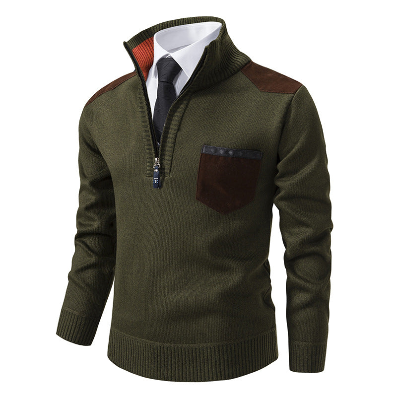 Men's elegant knitted sweater with collar and pockets Lisslune