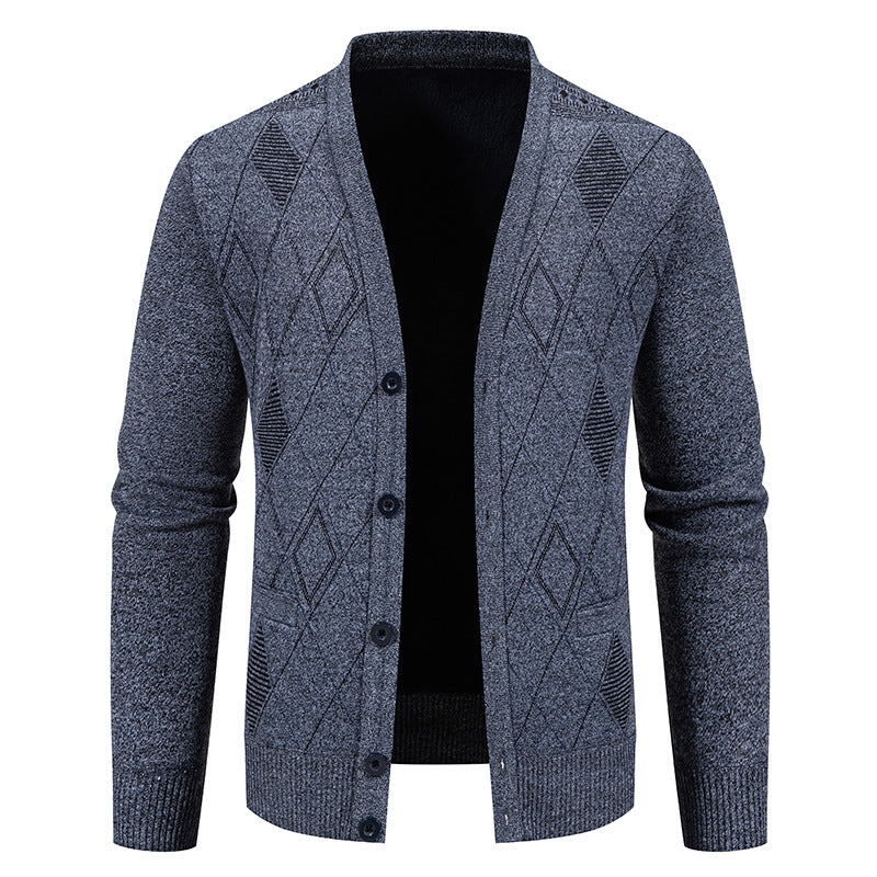 Men's stylish cardigan with V-neck and textured pattern Lisslune