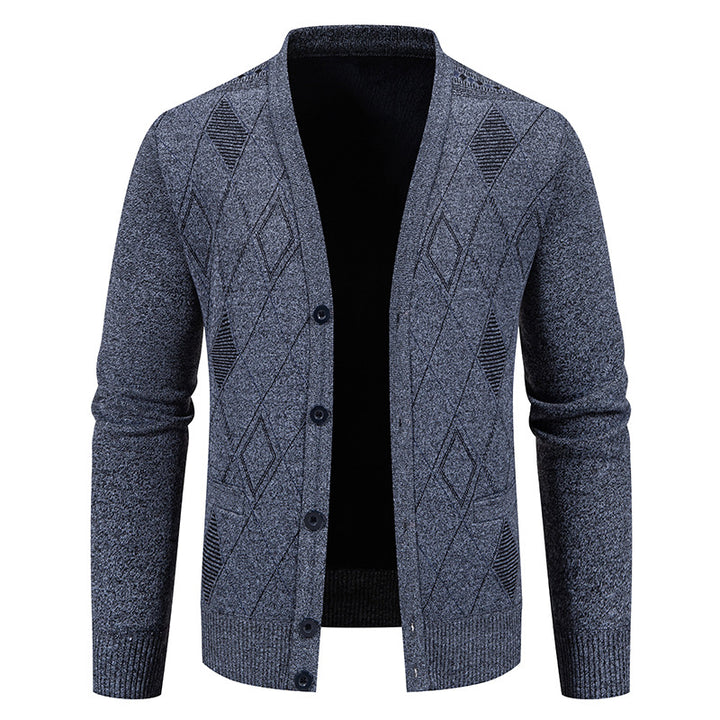 Men's stylish cardigan with V-neck and textured pattern Lisslune
