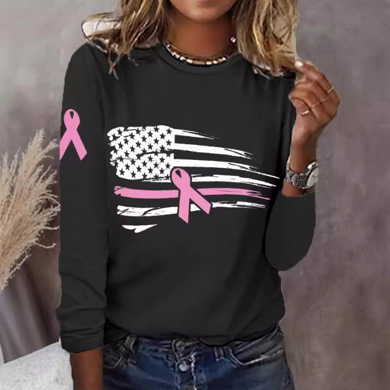 Women's casual T-shirt with creative flag and bow design Lisslune