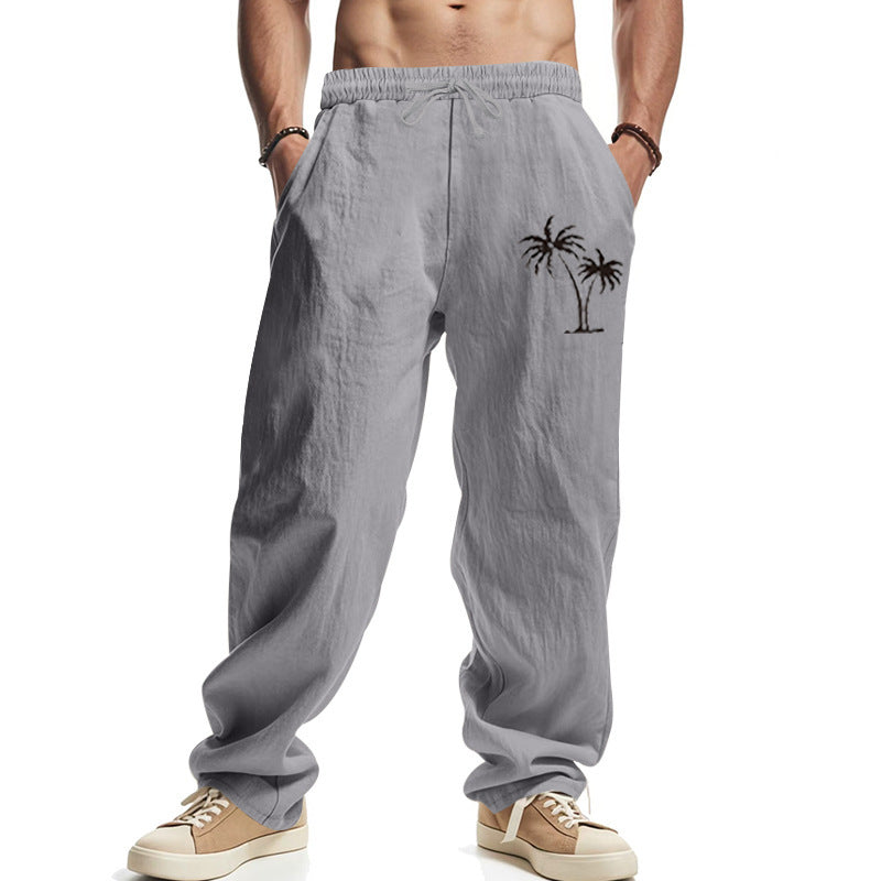 Men's Casual Leisure Pants with Side Logo Print Lisslune