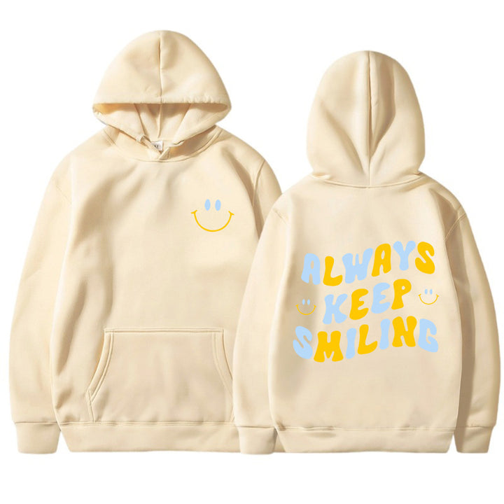 Ladies hoodie with cheerful lettering and practical kangaroo pockets Lisslune