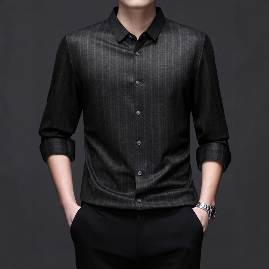 Men's long-sleeve shirt with fine striped texture and modern cut Lisslune