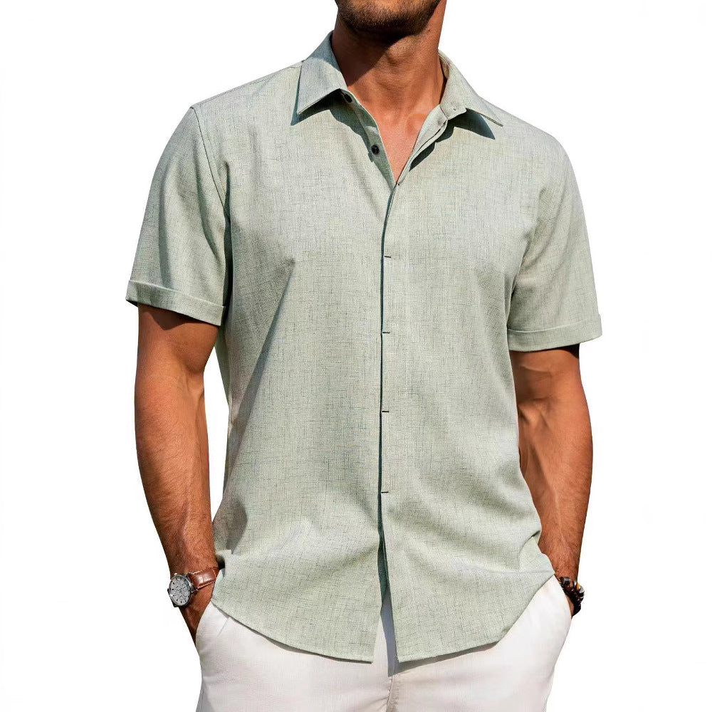 Men's short-sleeve shirt with textured design and modern collar Lisslune