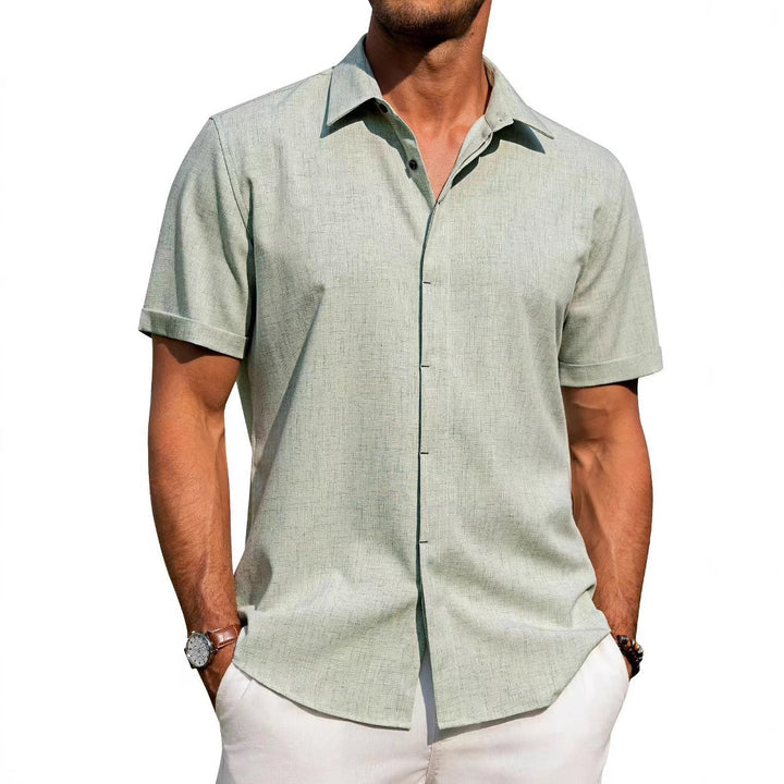 Men's short-sleeve shirt with textured design and modern collar Lisslune