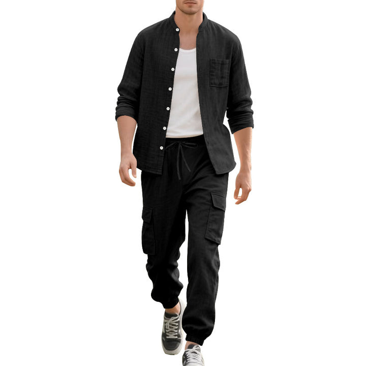 Men's casual cargo pants with elastic waistband and practical side pockets Lisslune