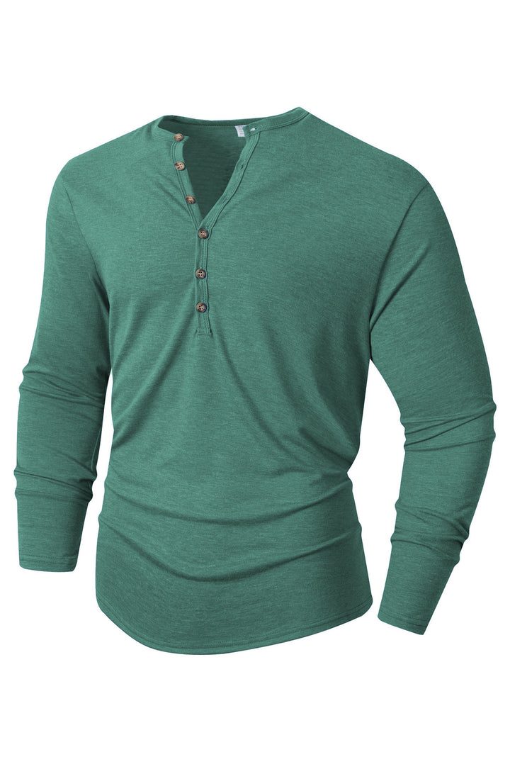 Men's Long Sleeve Shirt with Button Placket Lisslune
