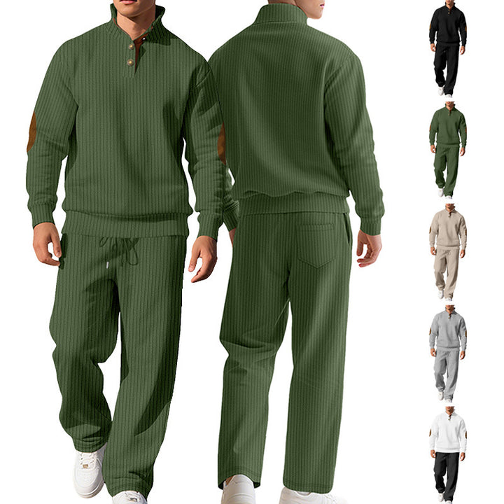 Men's sporty sweatshirt with innovative button placket design and fashionable accents Lisslune