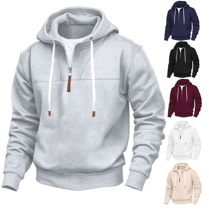 Men's sporty hoodie with half zip and elastic cuff Lisslune